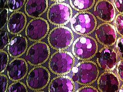 SEQUINS & CIRCLES PURPLE & GOLD CUSHION 40 cm X 40 cm SQUARE NEW DESIGNER BARGAIN